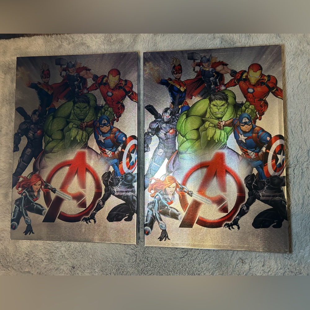 2 Marvel Avengers Comic Walls Wood Frame